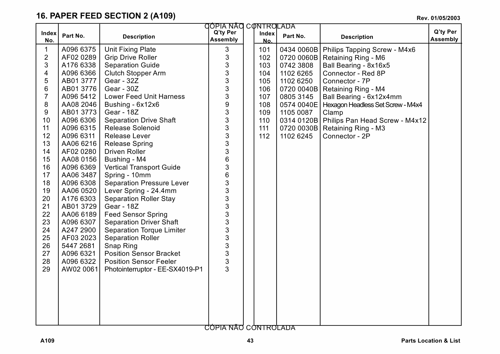 RICOH Aficio NC5006 A109 Parts Catalog-2